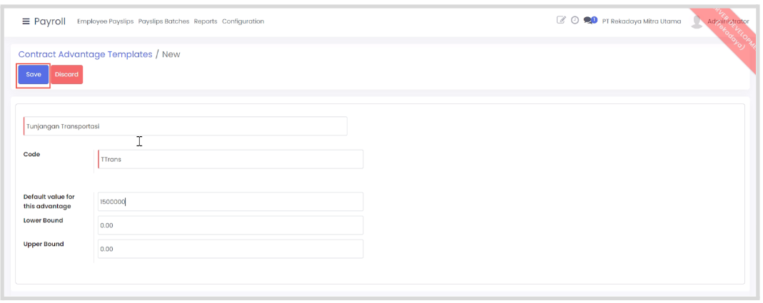 Contract Advance Template