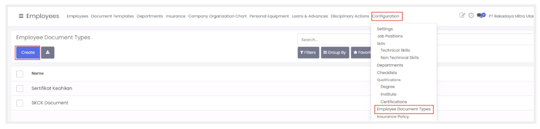 Employee Document Type